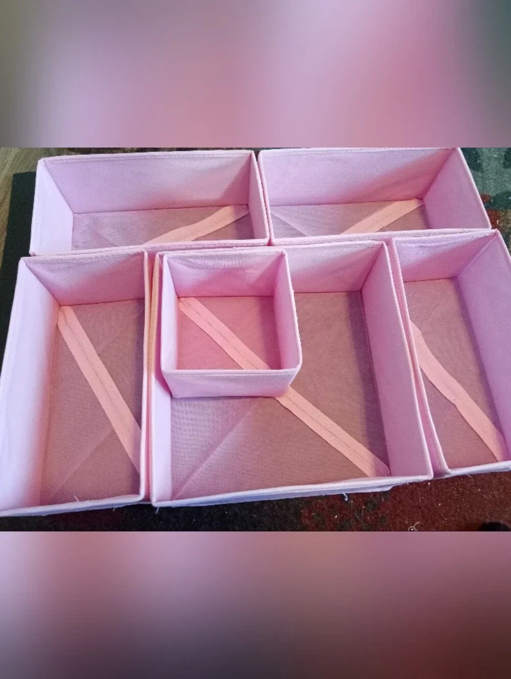 Foldable Pink Fabric Drawer Organizer Set - Versatile Storage Bins